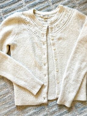J. Crew x The Reeds SOLD OUT Cream Fuzzy Button-Front Cardigan in Cream, XS